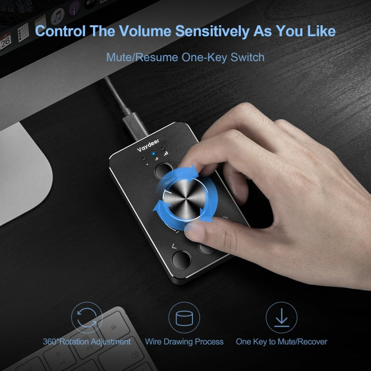 Vaydeer JP2011 USB Computer Volume Adjustment Controller Desktop Multimedia Rotary Button(Type-C)