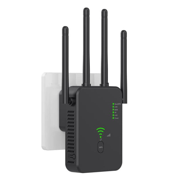 Urant U10 300Mbps 2.4G Wireless Repeater WiFi Signal Amplifier With 4 Antennas EU Plug Black