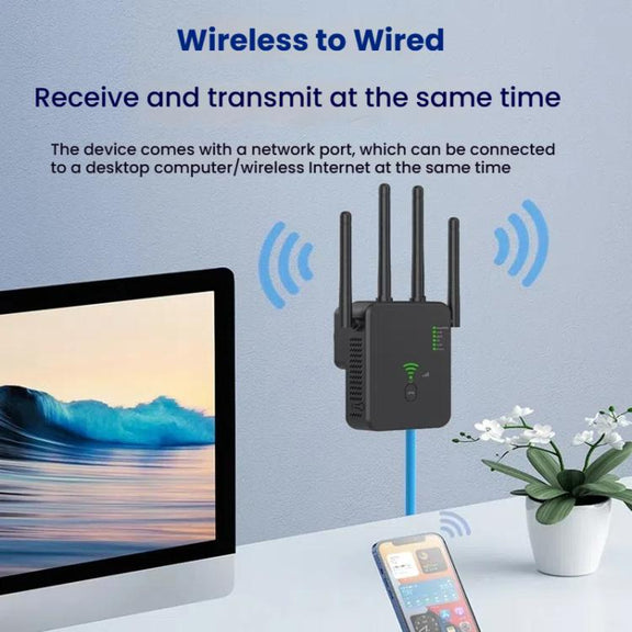 Urant U10 300Mbps 2.4G Wireless Repeater WiFi Signal Amplifier With 4 Antennas UK Plug White