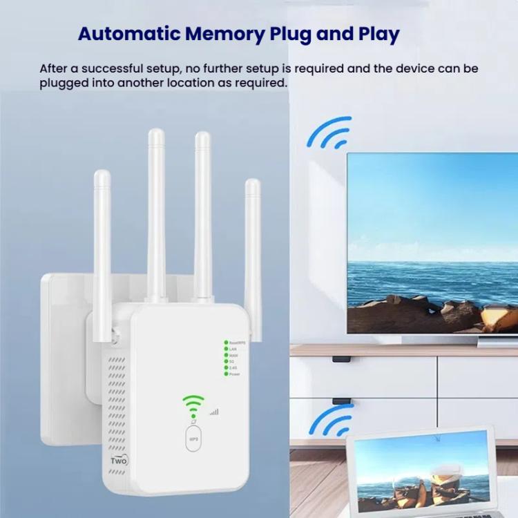 Urant U10 300Mbps 2.4G Wireless Repeater WiFi Signal Amplifier With 4 Antennas UK Plug White