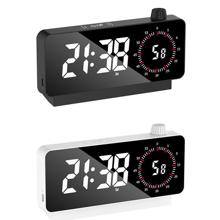 Multi-Functional LED Screen Mirror Charging Alarm Clock Reminder Visual Timer(Black)