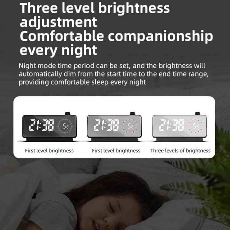 Multi-Functional LED Screen Mirror Charging Alarm Clock Reminder Visual Timer(White)