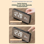 Multi-Functional LED Screen Mirror Charging Alarm Clock Reminder Visual Timer(White)