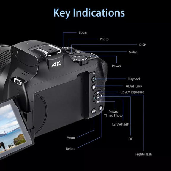 Ordro 4K Ultra HD Rotating Screen Optical Zoom Digital Camera