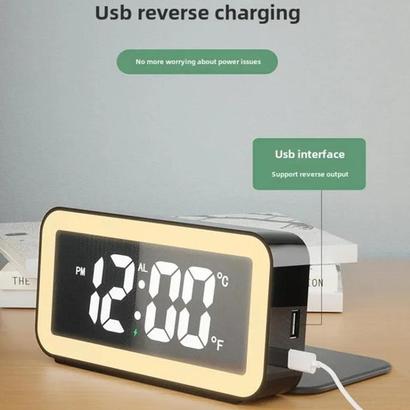 S281A LED Atmosphere Light Calendar / Temperature Display Clock With Wireless Charging Function(Black)