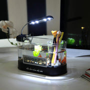 1.8L LED Light Desktop Water Flow Mini Fish Tank Home Turtle Tank Self-Circulating Aquarium(White)