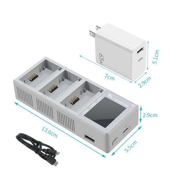 For DJI Mini 4 Pro / Mini 3 Pro / Mini 3 YX Color Screen 3-Way Charger Battery Manager Without Plug