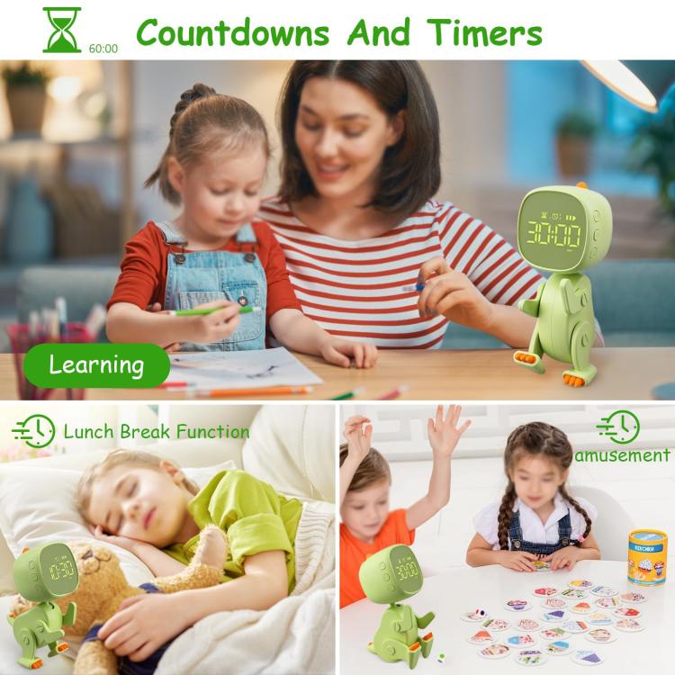 Cartoon Variety Dinosaur USB Charging LED Screen Timer Night Light Electronic Alarm Clock(Pink)
