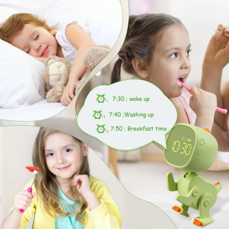 Cartoon Variety Dinosaur USB Charging LED Screen Timer Night Light Electronic Alarm Clock(Pink)