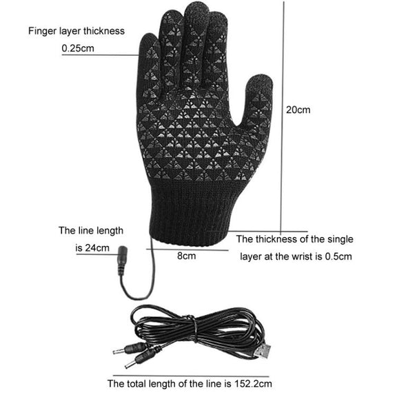 USB Heating Electric Warm Gloves Students Internet Writing Game Thickened Full Finger Knitted Heated Gloves, Size: Uniform(Black)