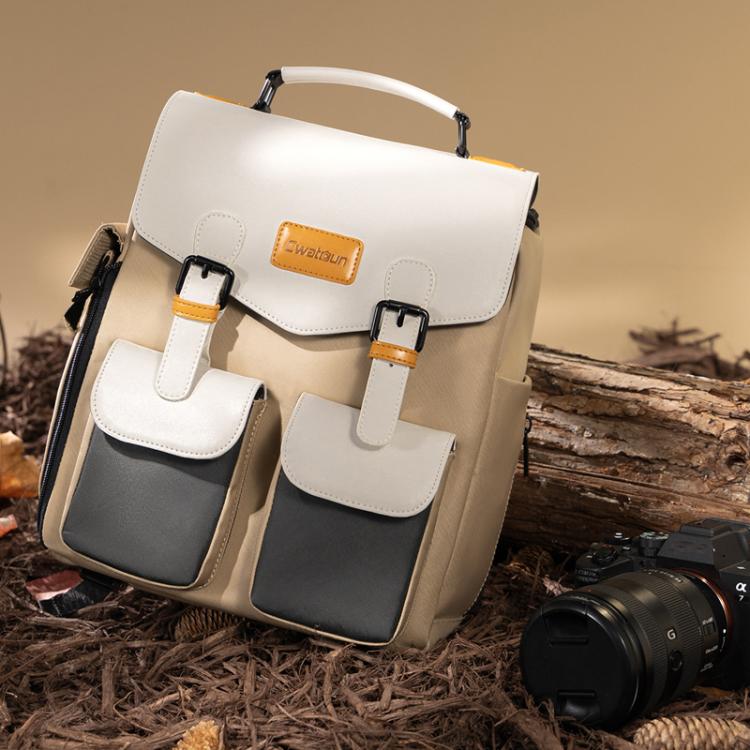 Cwatcun D171 Small Large Capacity DSLR Camera Storage Bag Casual Double Shoulder Load Reducing Breathable Backpack