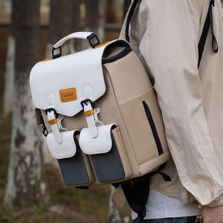Cwatcun D171 Small Large Capacity DSLR Camera Storage Bag Casual Double Shoulder Load Reducing Breathable Backpack