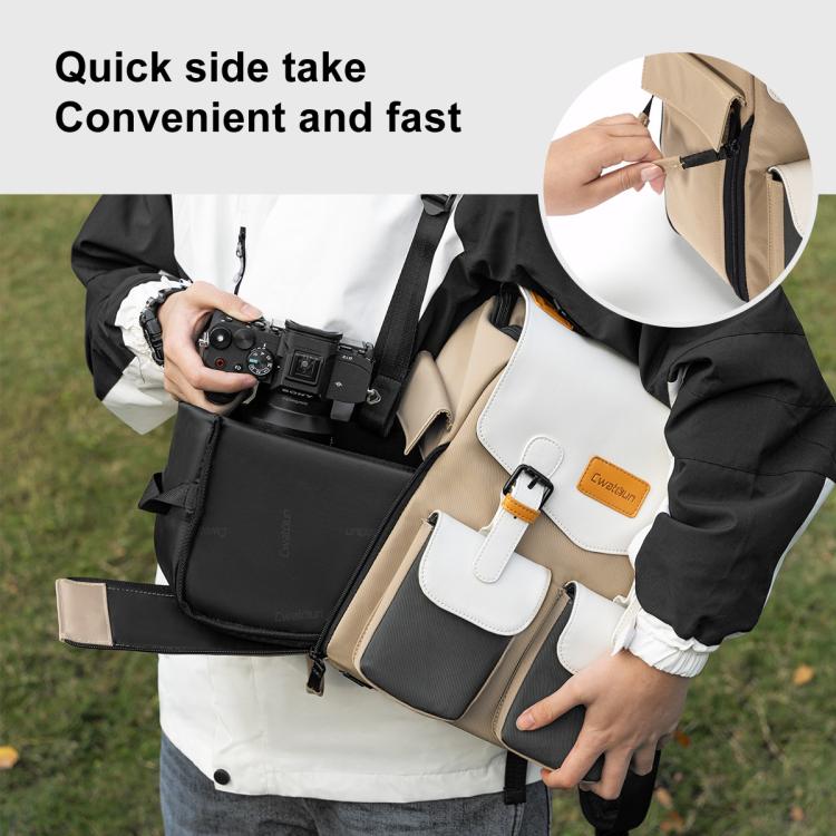 Cwatcun D171 Small Large Capacity DSLR Camera Storage Bag Casual Double Shoulder Load Reducing Breathable Backpack