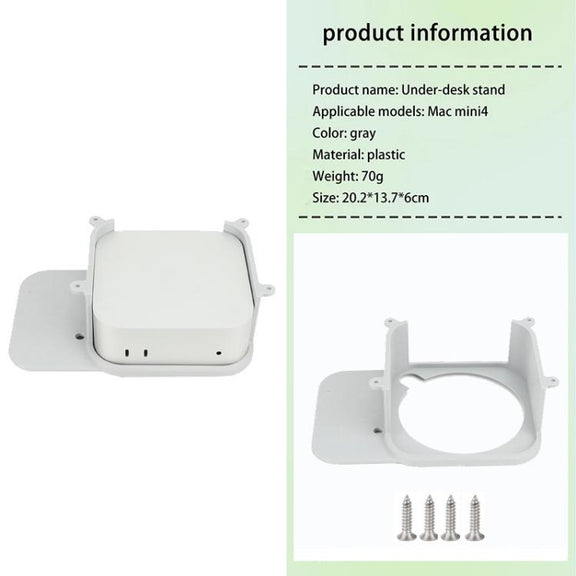 For Mac Mini M4 Under Desk Stand Hanging Wall Perforated Desktop Bracket With Screws(Gray)