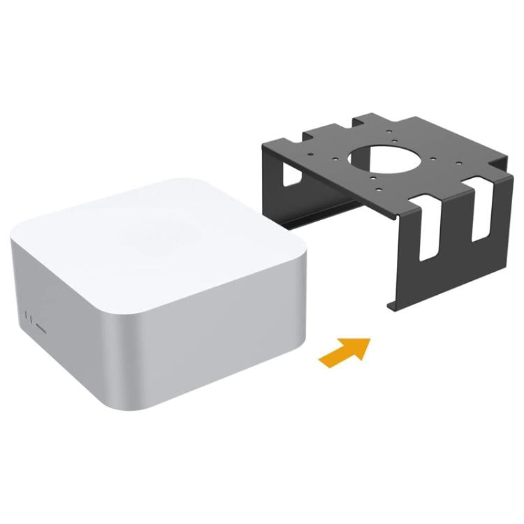 For Mac Studio Under Desk Metal Bracket Cooling Storage Wall Mount Stand(Black)