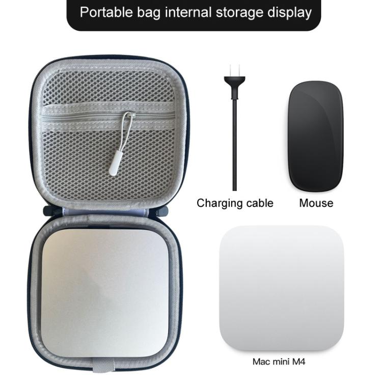 For Mac Mini M4 Storage Bag Computer Host Portable Protective Hard Case Storage Case(Black)