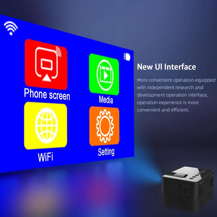 YT100 Suppor 1080P Mini Portable Projector WiFi Wireless Mirroring For IOS Android Smartphone(Black)