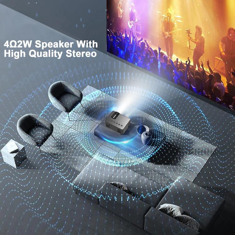 YT100 Suppor 1080P Mini Portable Projector WiFi Wireless Mirroring For IOS Android Smartphone(Black)