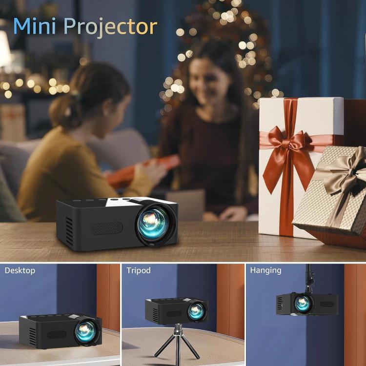 YT100 Suppor 1080P Mini Portable Projector WiFi Wireless Mirroring For IOS Android Smartphone(Black)