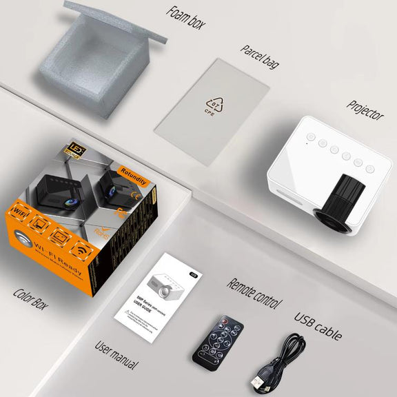 YT100 Suppor 1080P Mini Portable Projector WiFi Wireless Mirroring For IOS Android Smartphone(Black)