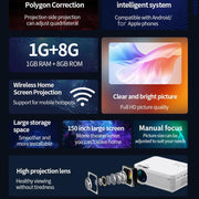 Z01 1080P 5G Bluetooth Projector Android 9.0 System Supports Mirroring Screen US Plug
