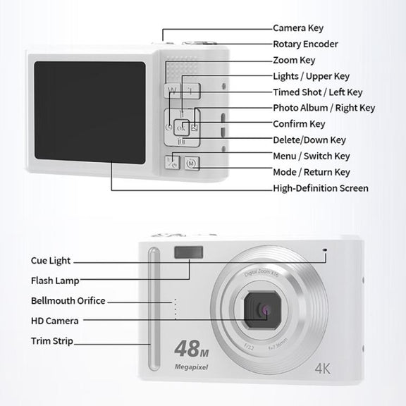 DC03H 2.4-Inch 16X Digital Zoom Electronic Image Stabilization 4K HD Digital Camera(Black)