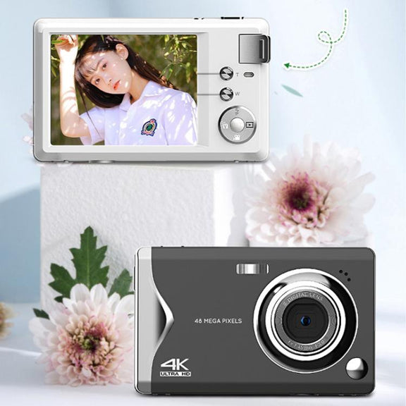 4K HD 3.0-Inch IPS Screen Autofocus HD Digital Camera Student DV Camera SLR(White)