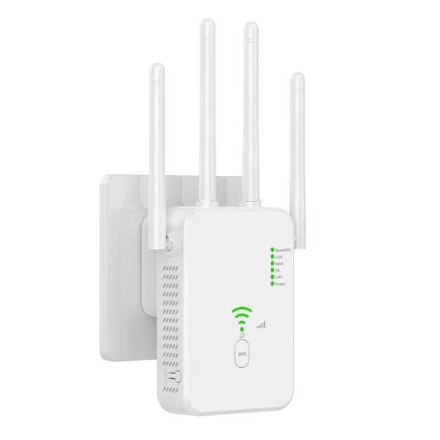 Urant U10 1200Mbps 2.4G & 5.8G Wireless Repeater WiFi Signal Amplifier With 4 Antenna US Plug White