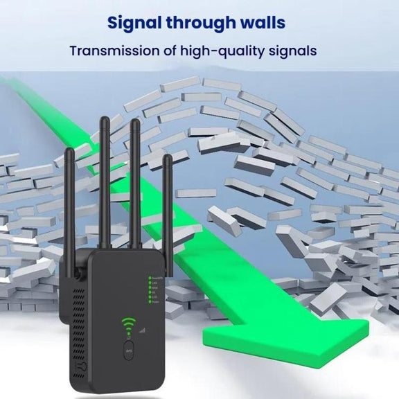 Urant U10 1200Mbps 2.4G & 5.8G Wireless Repeater WiFi Signal Amplifier With 4 Antenna EU Plug Black