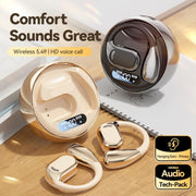 M76 Intelligent AI Translation On-Ear Digital Display Bluetooth Earphone(Black)