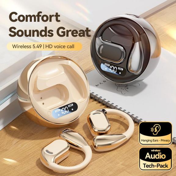 M76 Intelligent AI Translation On-Ear Digital Display Bluetooth Earphone(Black)
