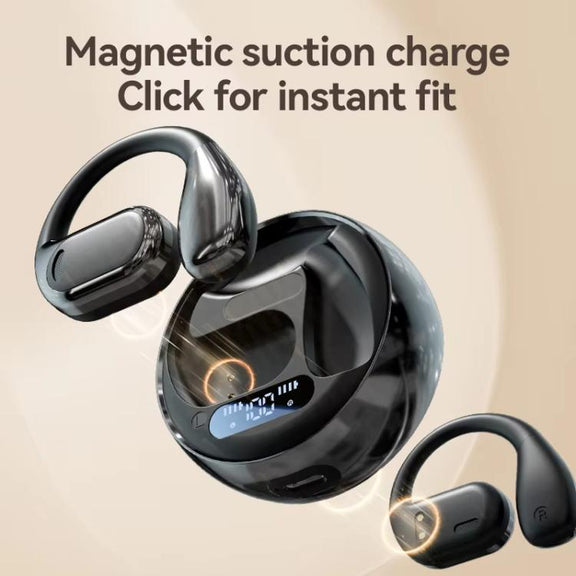 M76 Intelligent AI Translation On-Ear Digital Display Bluetooth Earphone(Black)