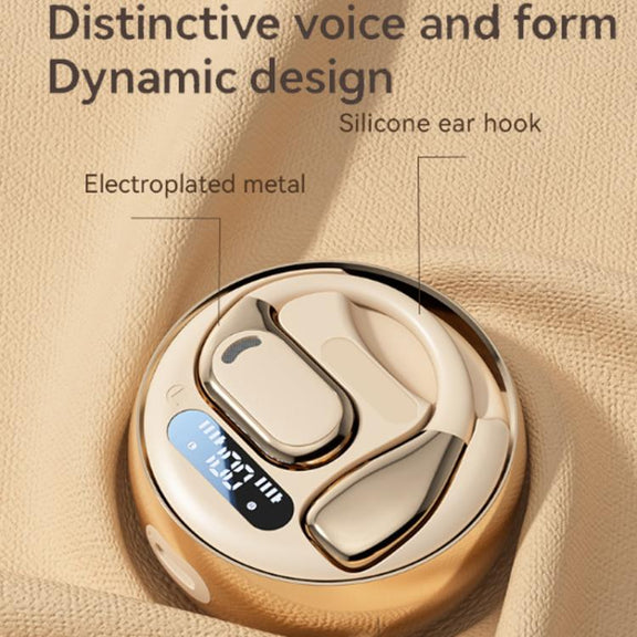 M76 Intelligent AI Translation On-Ear Digital Display Bluetooth Earphone(Black)