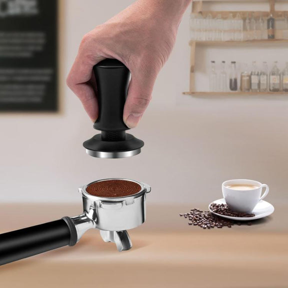 Scale Horizontal Constant Pressure Coffee Grinder Stretching Powder Press Hammer, Style: Silver Blue Flat Bottom+Round Base(53mm)
