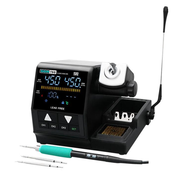 SUGON T60+210 Handle+I/K/IS Tips x 3 Precision Soldering Station Soldering Iron Set Cell Phone Repair Soldering Tool(EU Plug)