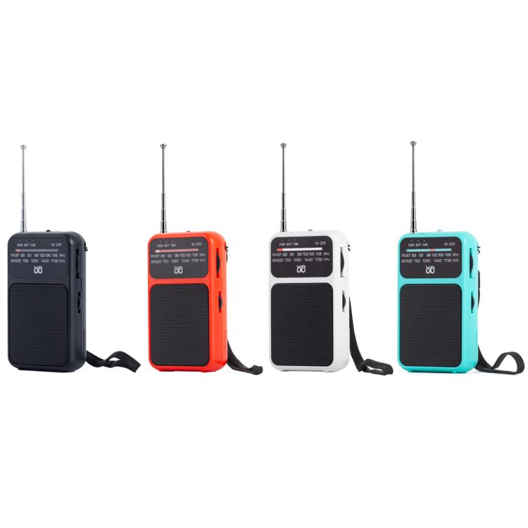 W-209 Mini Portable Rechargeable / Battery Dual-mode Powered Pointer FM Radio with Flashlight(White)