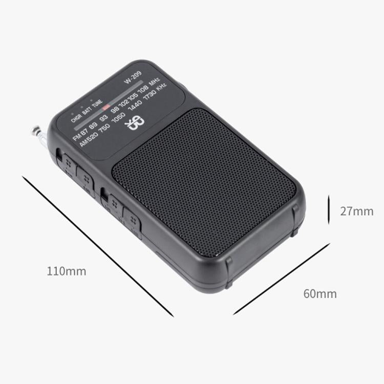 W-209 Mini Portable Rechargeable / Battery Dual-mode Powered Pointer FM Radio with Flashlight(White)