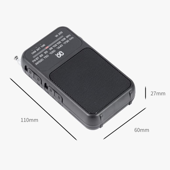 W-209 Mini Portable Rechargeable / Battery Dual-mode Powered Pointer FM Radio with Flashlight(Blue)