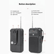 W-209 Mini Portable Rechargeable / Battery Dual-mode Powered Pointer FM Radio with Flashlight(Blue)