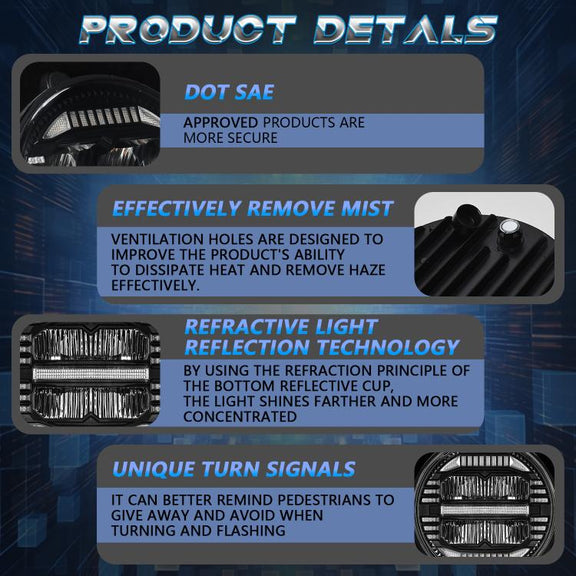 7-inch Round Refraction LED Round Headlight For Wrangler(H4)