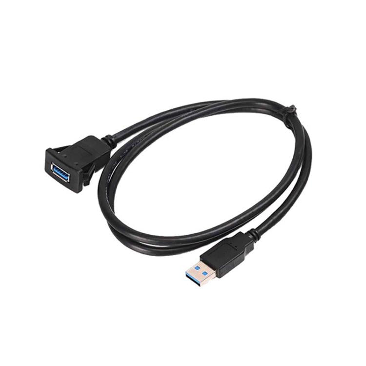 1m Square Snap-On USB3.0 Compatible 2.0 Car Boat Motorcycle Instrument Panel Extension Cable