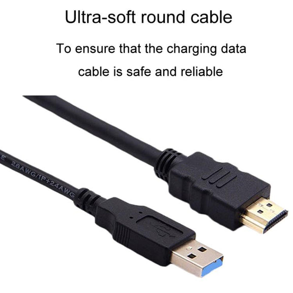 2m USB3.0+HDMI Car Water-resistant Cable Motorcycle Boat Dashboard Extension Wire(Black)