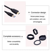2m USB3.0+HDMI Car Water-resistant Cable Motorcycle Boat Dashboard Extension Wire(Black)