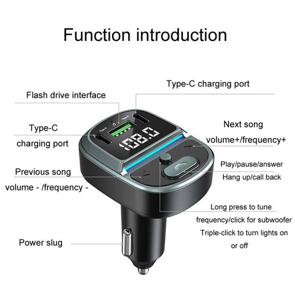 GZ07 Car Voltage Digital Display Fast Charger Vehicle MP3 Bluetooth Player