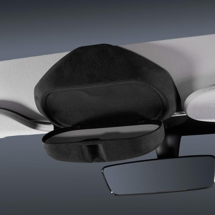 For Tesla Suede Leather Glasses Storage Box, Model: Model Y Black