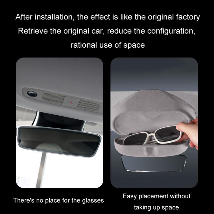 For Tesla Suede Leather Glasses Storage Box, Model: Model 3 Black