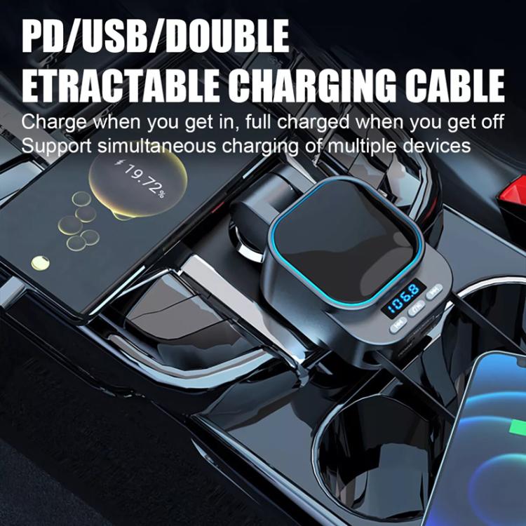 BC97 Dual Retractable Cable Car Charger Automobile Bluetooth MP3 Player