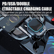 BC97 Dual Retractable Cable Car Charger Automobile Bluetooth MP3 Player