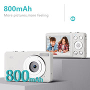 Anytek S7 4K HD Digital Camera Self-Timer Travel Camera Student Kids Card Camera(White)