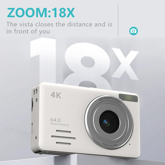 Anytek S7 4K HD Digital Camera Self-Timer Travel Camera Student Kids Card Camera(White)